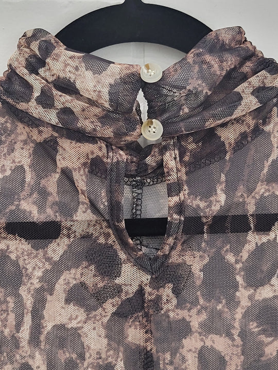 Animal print mesh top