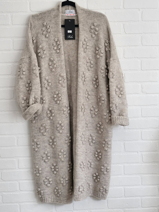 Pola popcorn open front long Cardigan