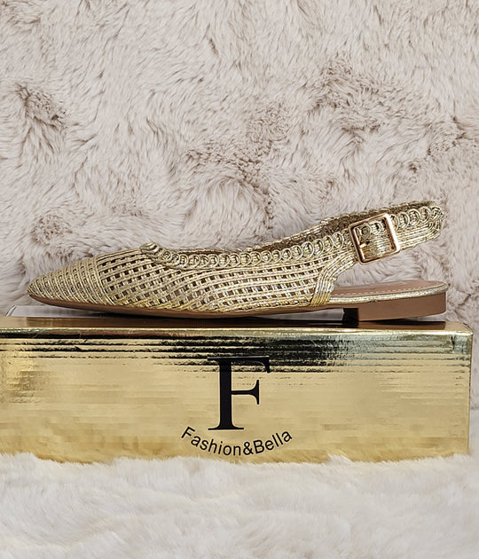 Bella Gold Slingback Flats