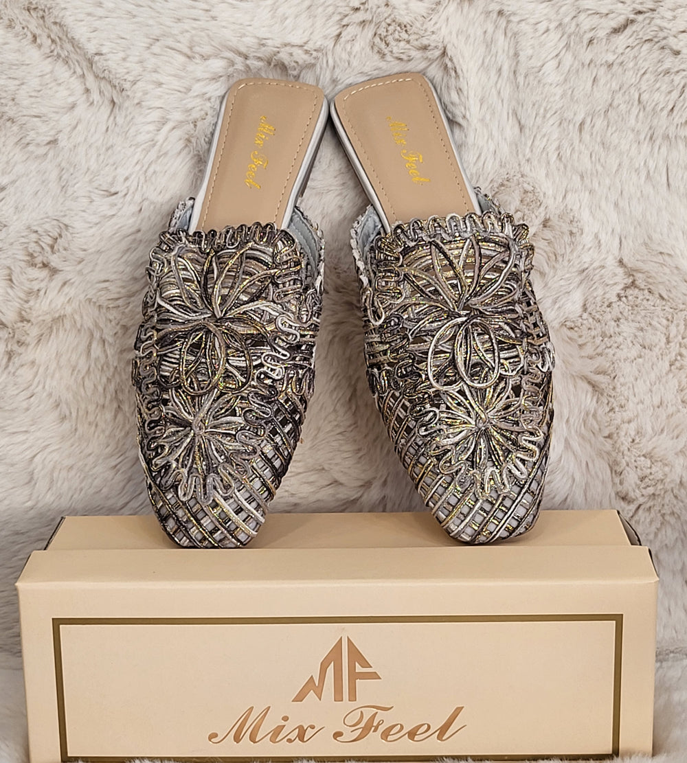 Maxi Embroidered Slip-On Mules