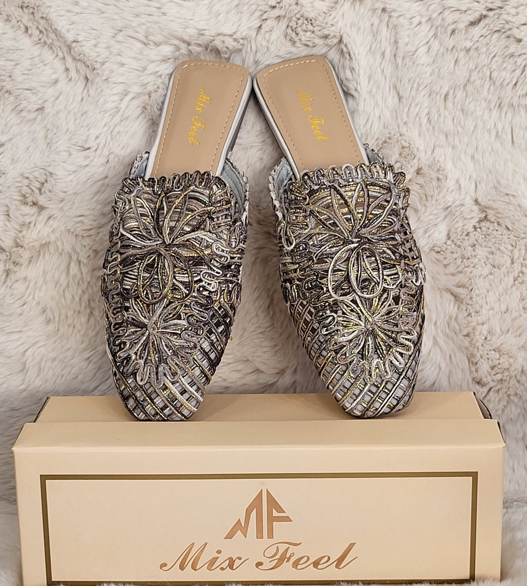 Maxi Embroidered Slip-On Mules