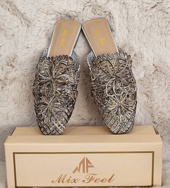 Maxi Embroidered Slip-On Mules