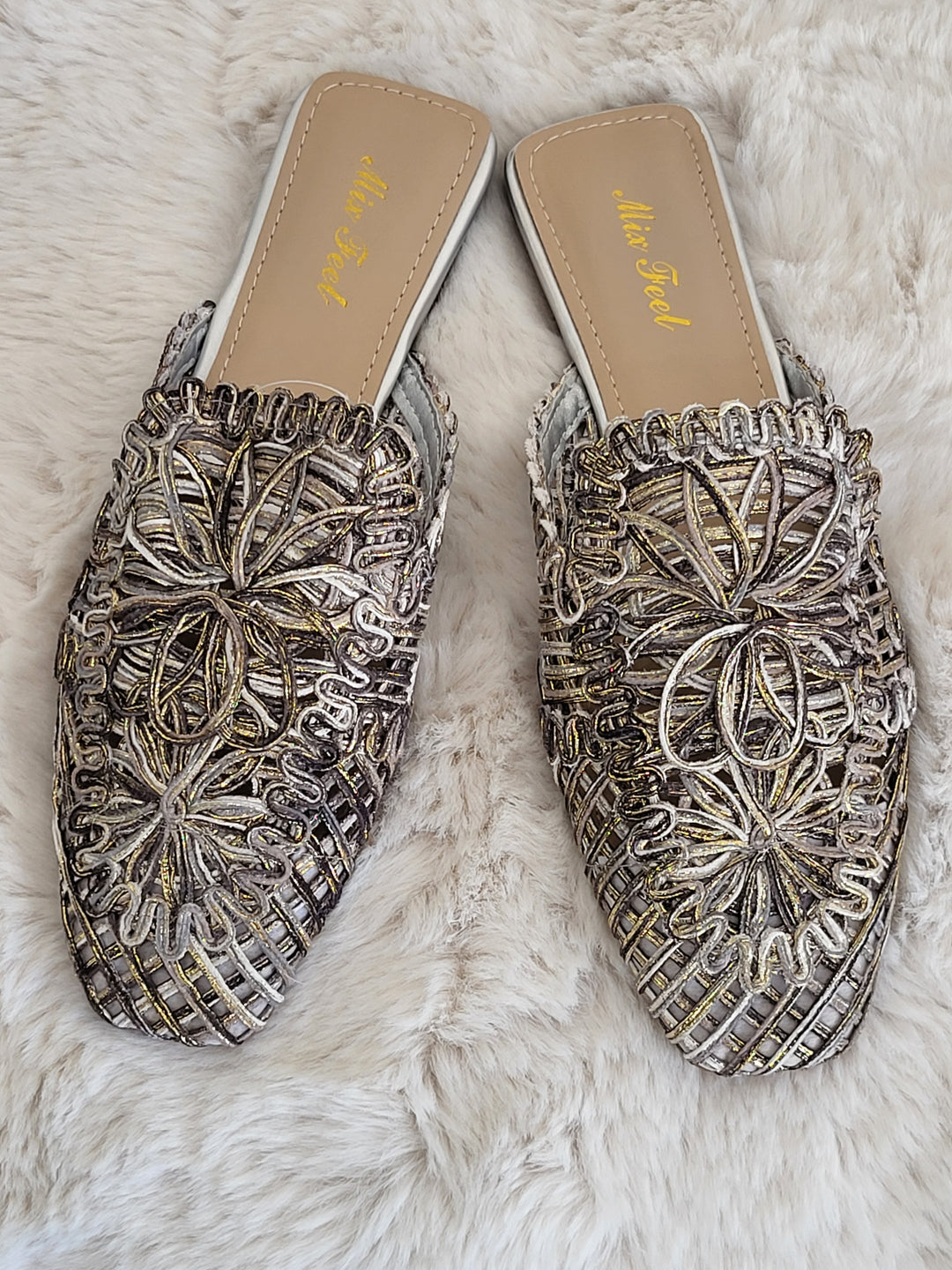 Maxi Embroidered Slip-On Mules