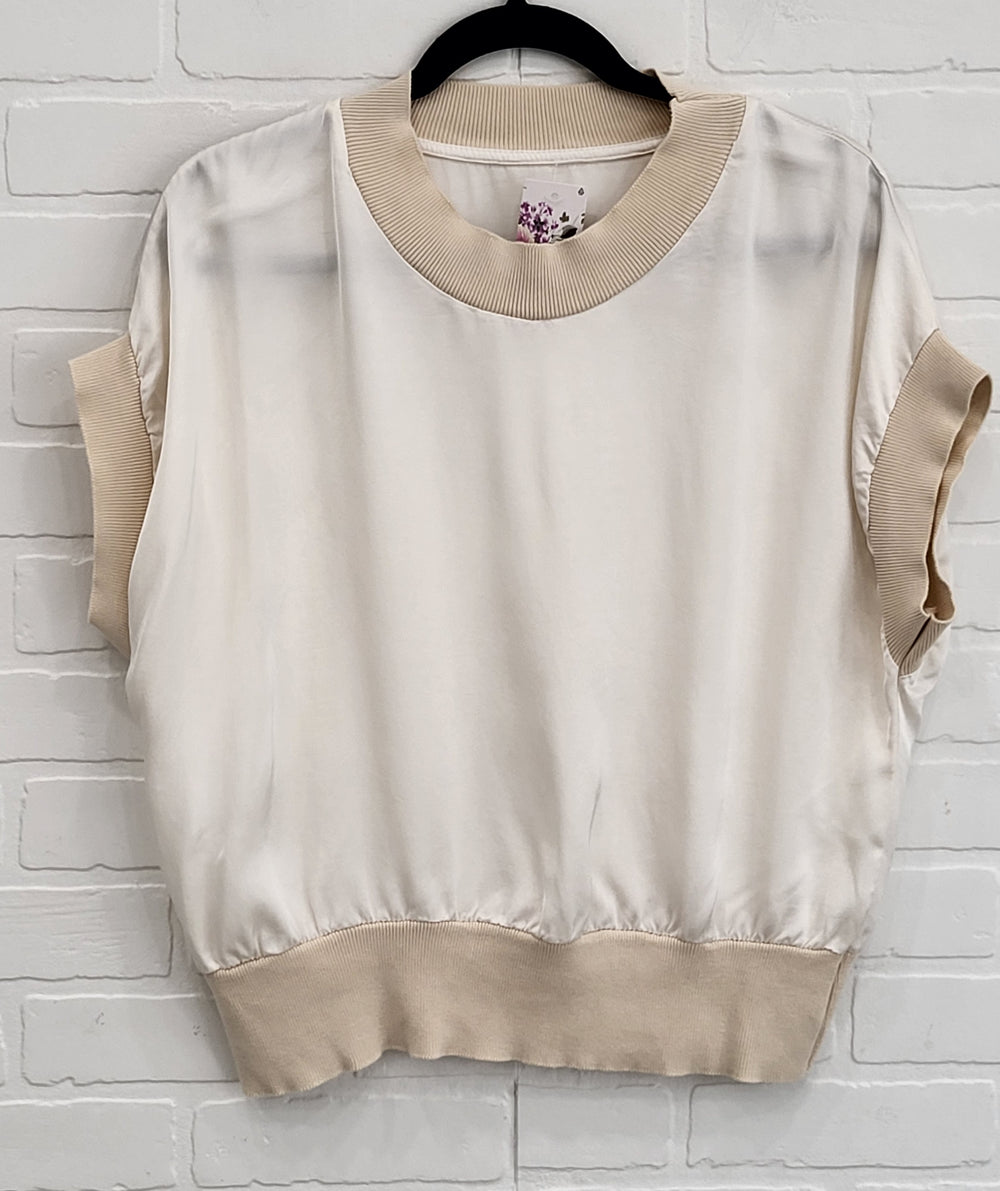 Satin Knit Trim Top