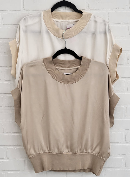 Satin Knit Trim Top