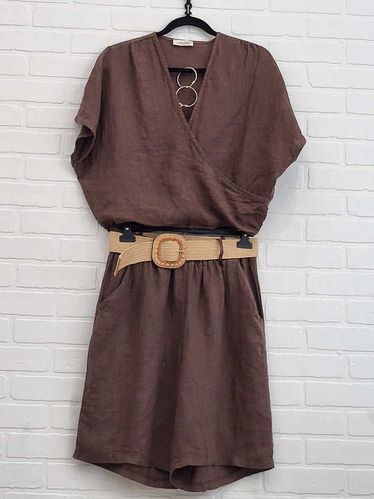 Linen V-Neck Top & Shorts Set