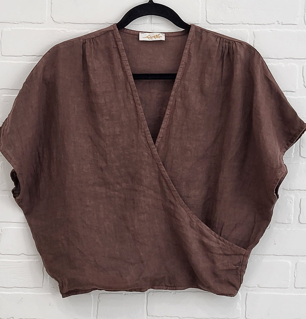 Linen V-Neck Top & Shorts Set
