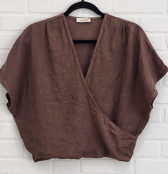 Linen V-Neck Top & Shorts Set