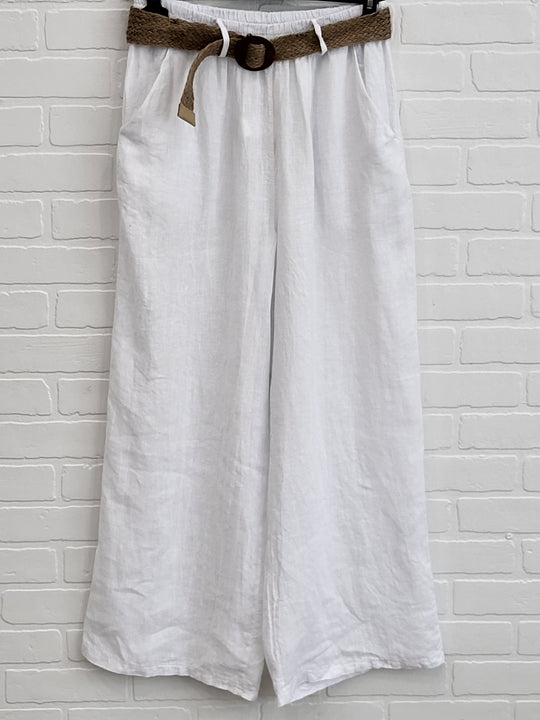 Linen Wide-Leg Pants