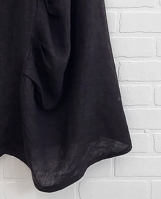 Boho Black Linen Skirt