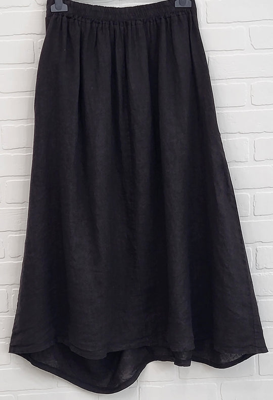 Boho Black Linen Skirt