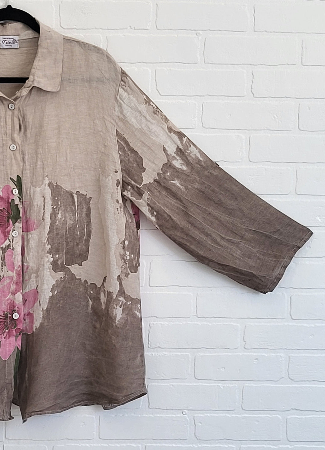 Watercolor Bloom Linen Button-Up Shirt