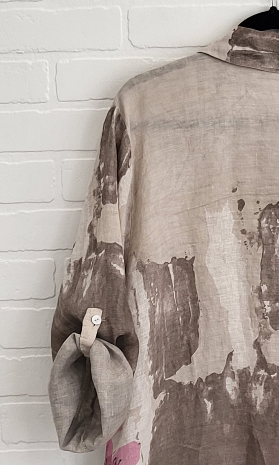 Watercolor Bloom Linen Button-Up Shirt