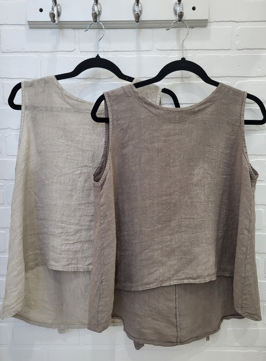 Linen Sleeveless Tank with Bow Back