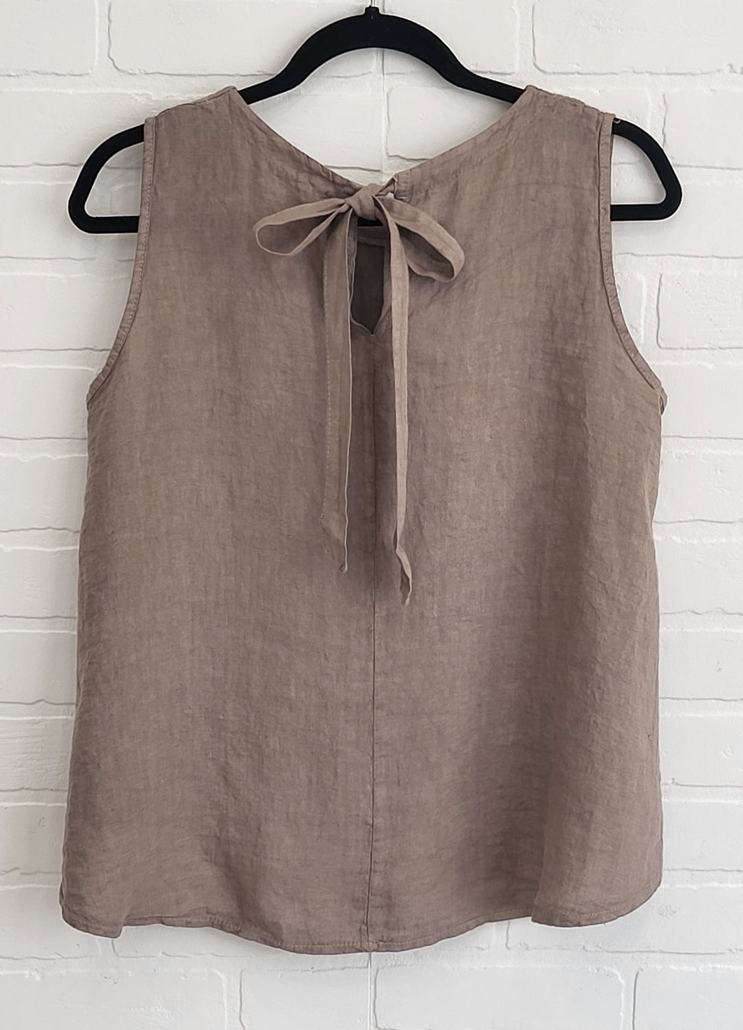 Linen Sleeveless Tank with Bow Back