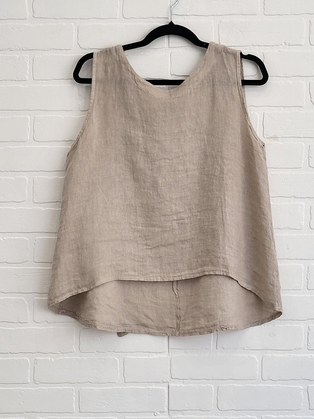Linen Sleeveless Tank with Bow Back