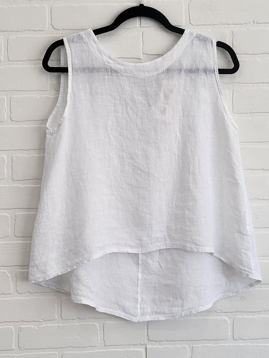 Linen Sleeveless Tank with Bow Back