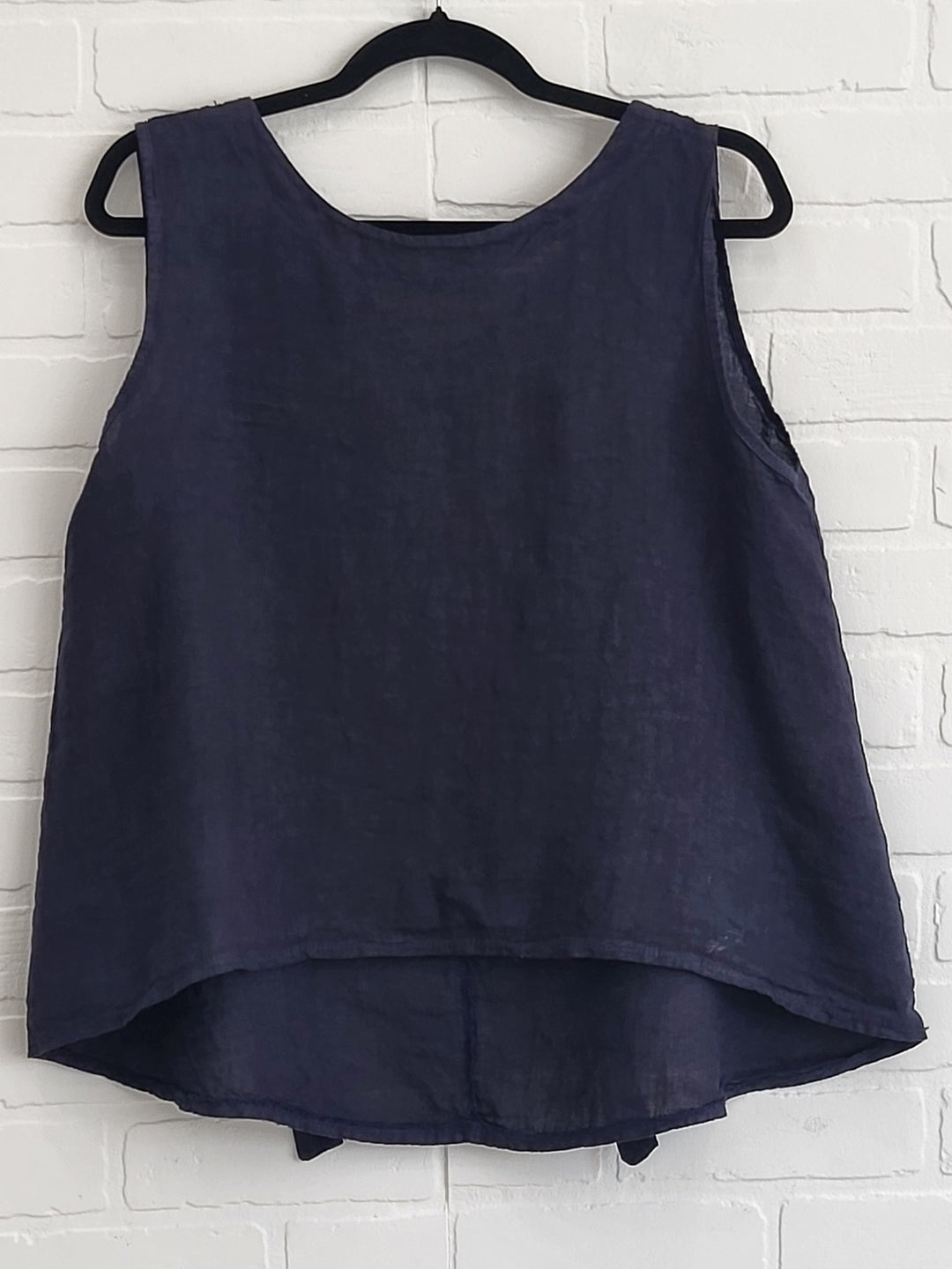 Linen Sleeveless Tank with Bow Back