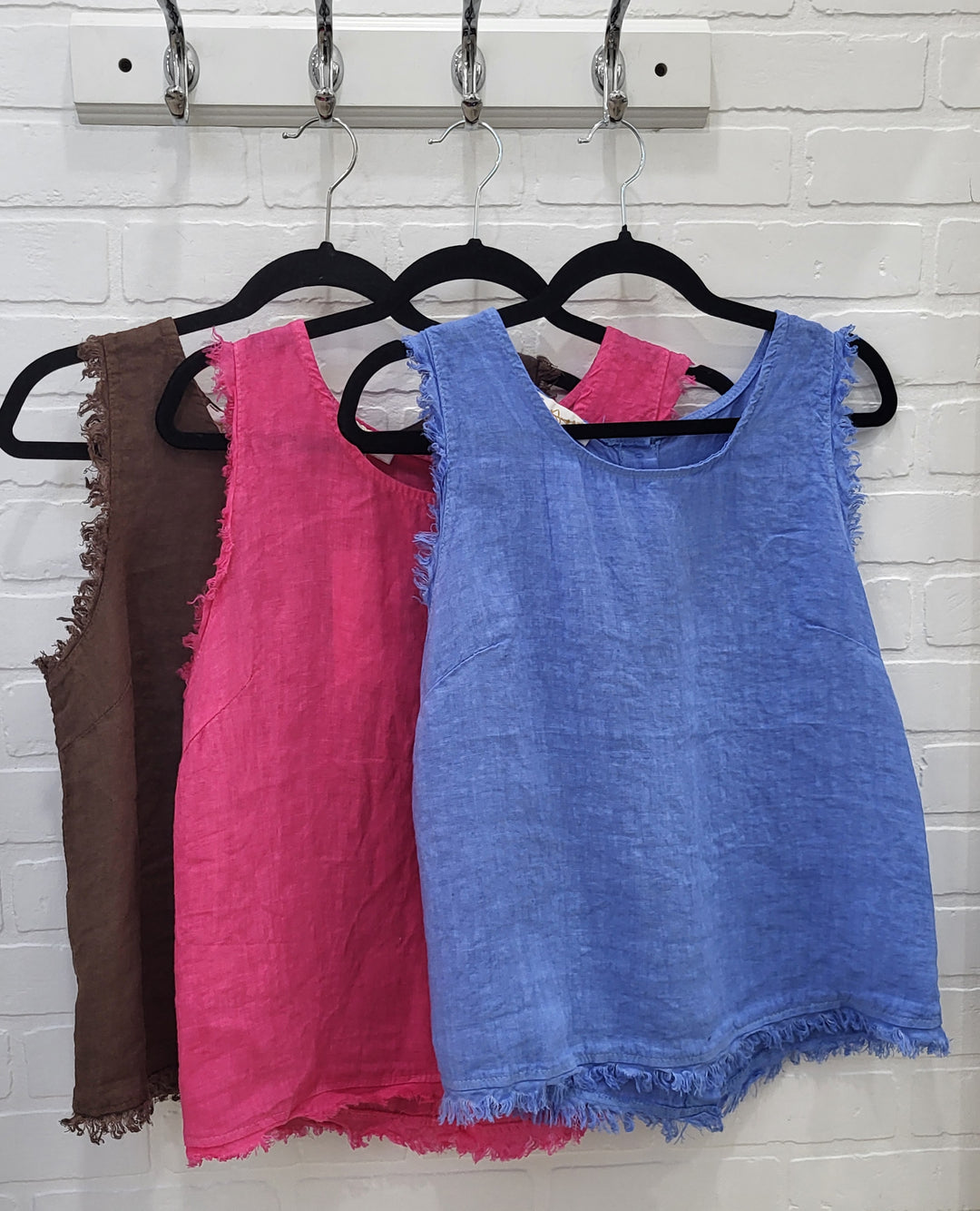Linen Frayed Edge Top