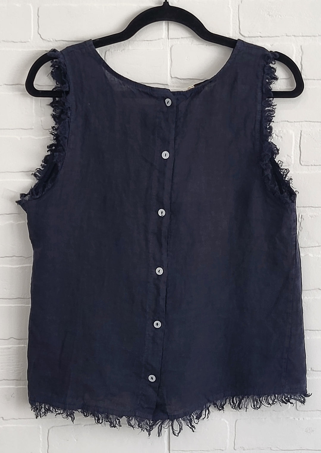 Linen Frayed Edge Top
