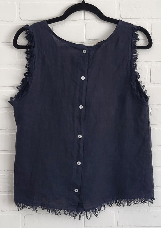 Linen Frayed Edge Top