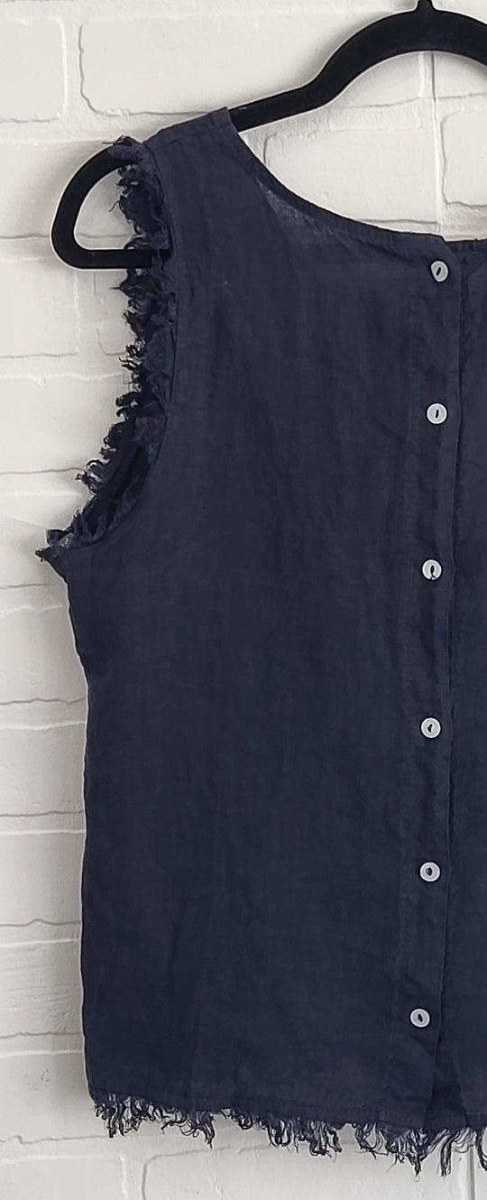 Linen Frayed Edge Top