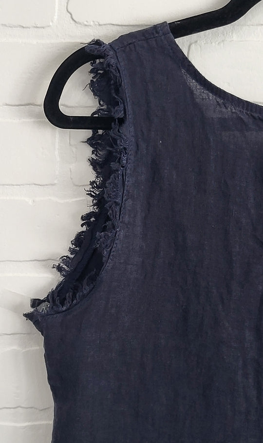Linen Frayed Edge Top