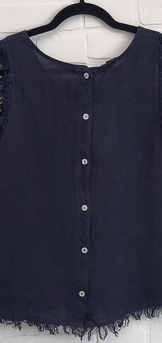 Linen Frayed Edge Top