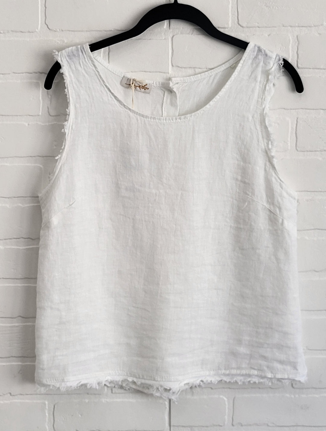 Linen Frayed Edge Top