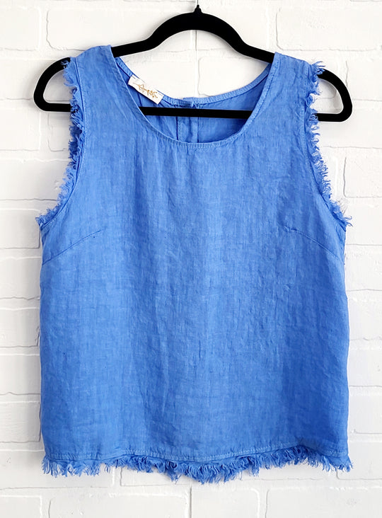 Linen Frayed Edge Top