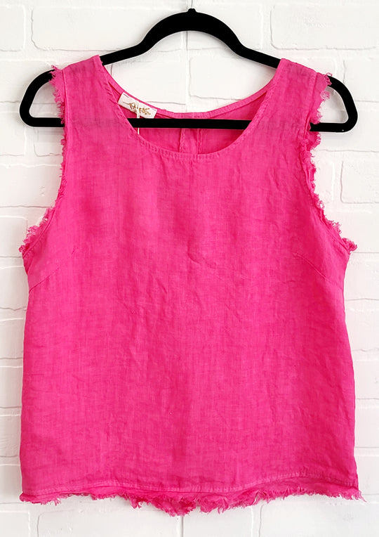 Linen Frayed Edge Top