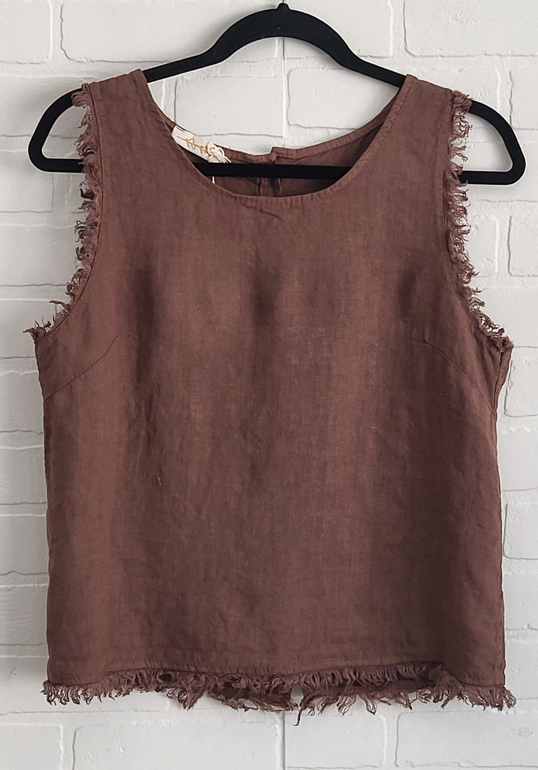 Linen Frayed Edge Top