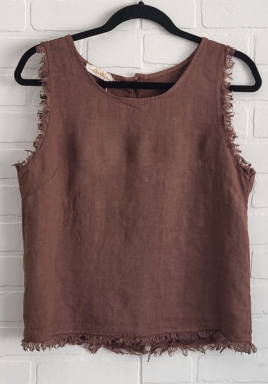 Linen Frayed Edge Top