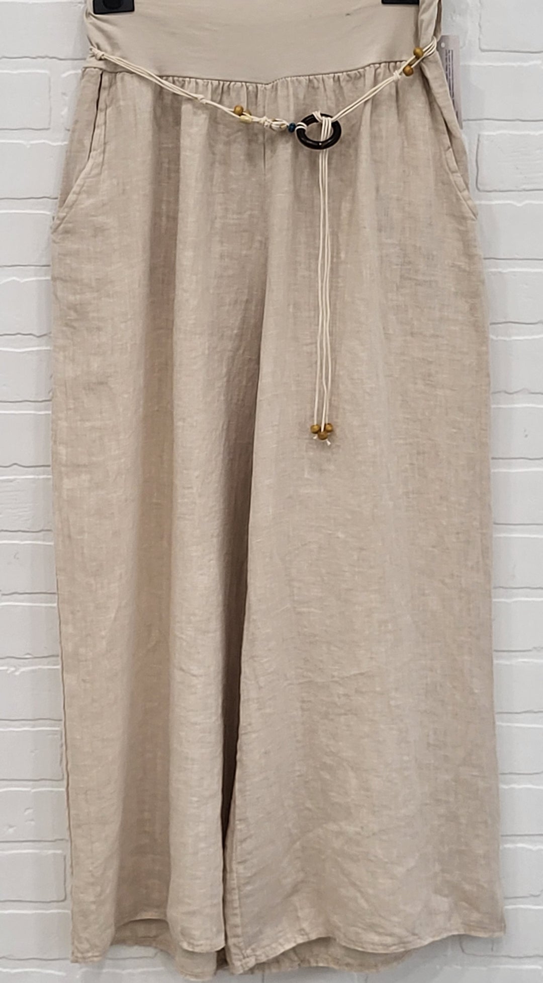 Solid Linen Wide-Leg Pants