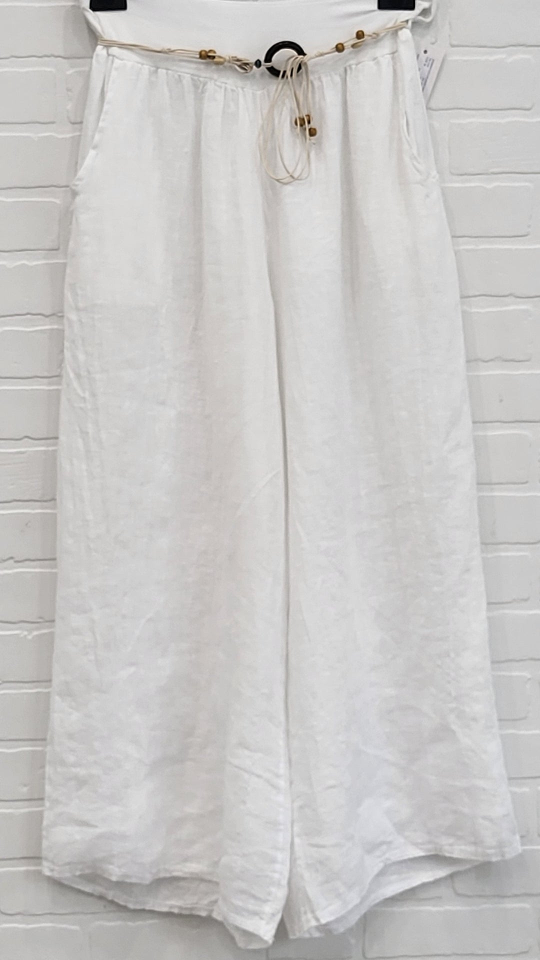 Solid Linen Wide-Leg Pants