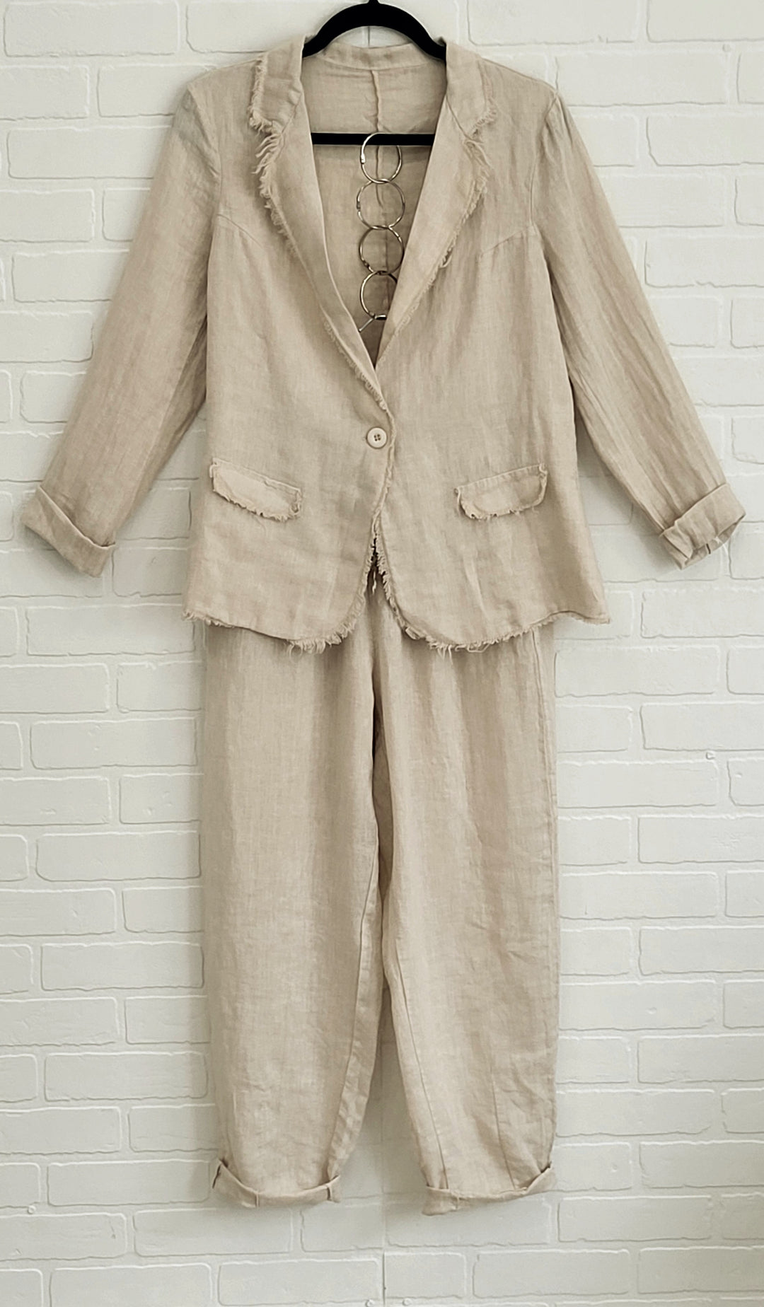 Raw Edge Linen Suit