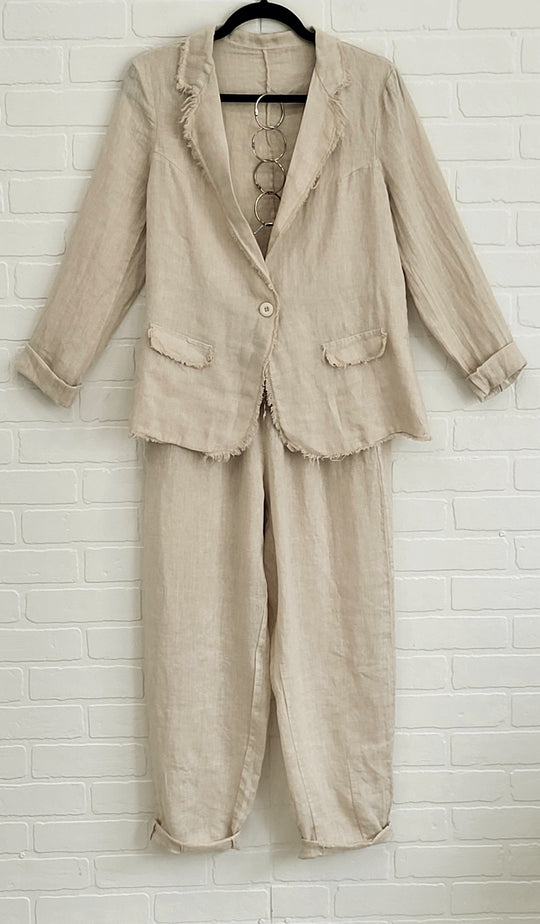 Raw Edge Linen Suit