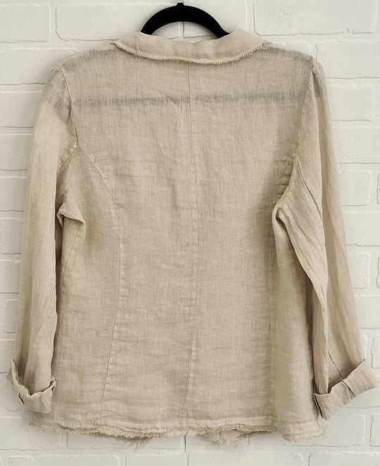 Raw Edge Linen Suit