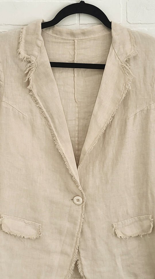 Raw Edge Linen Suit