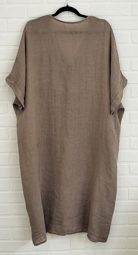 Knotted Linen Midi Dress