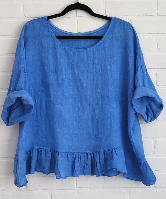 Ruffle Linen Top