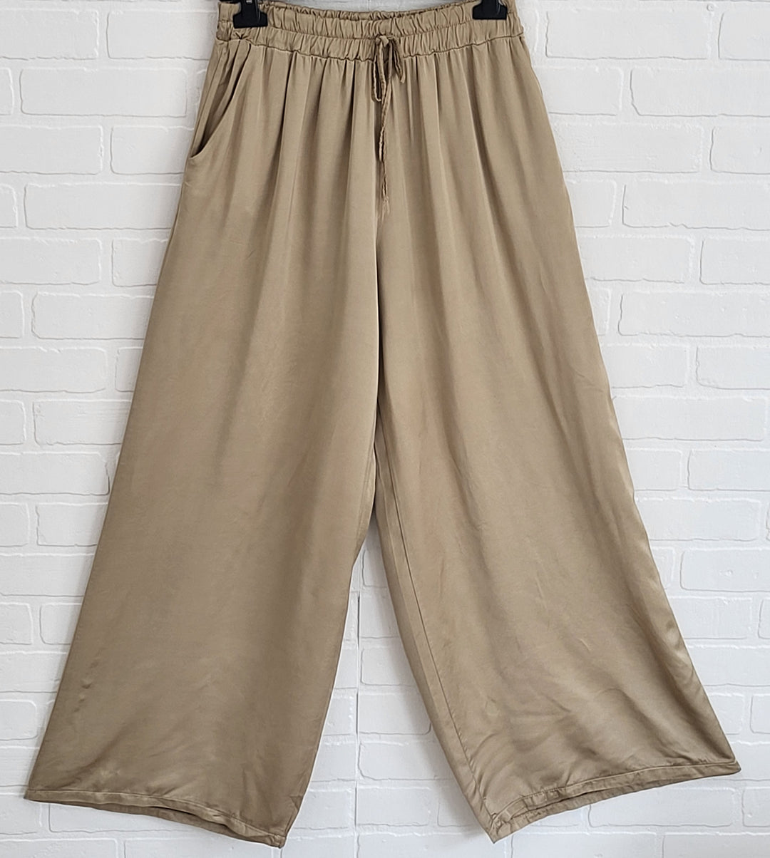 Wide Leg Satin Trousers