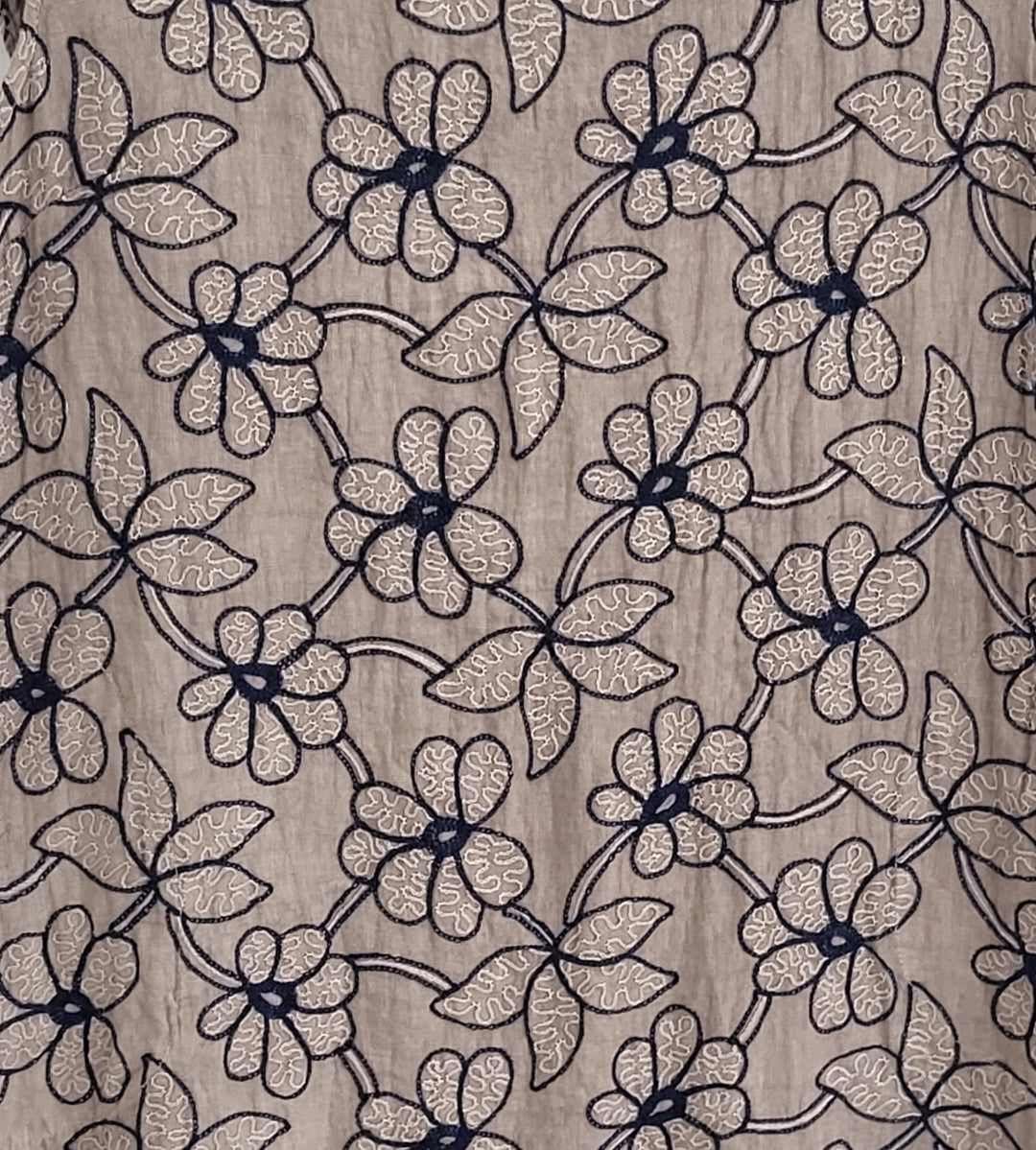 Embroidered Floral Linen Dress