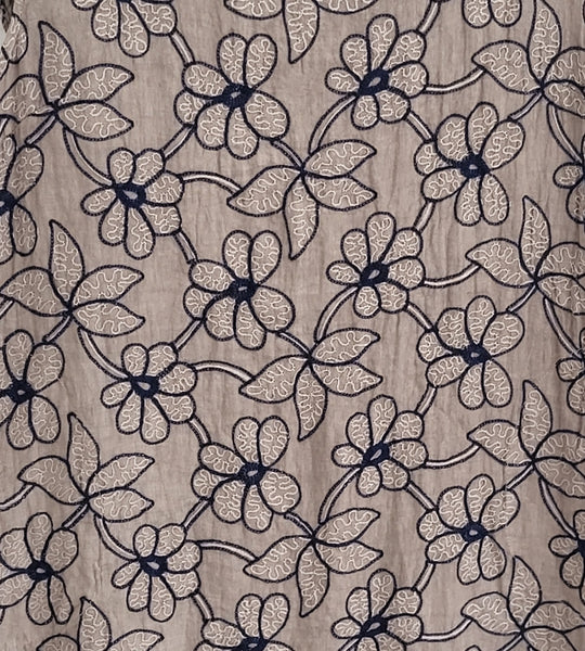Embroidered Floral Linen Dress