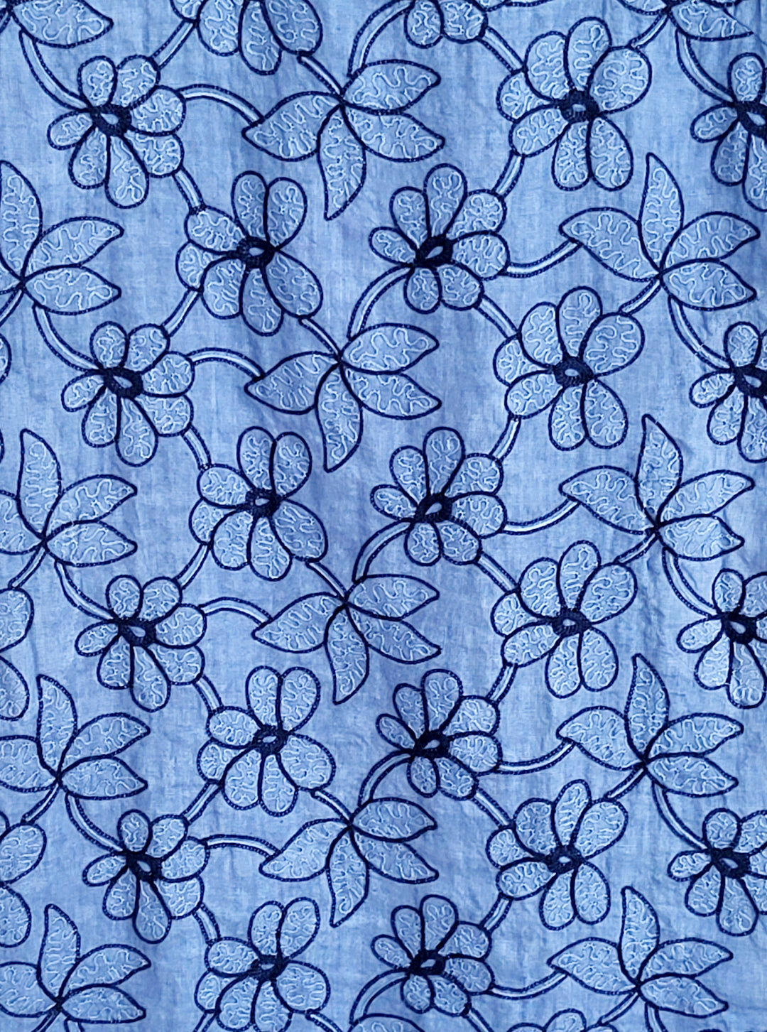 Embroidered Floral Linen Dress