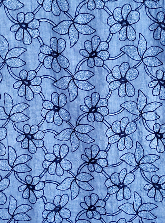 Embroidered Floral Linen Dress