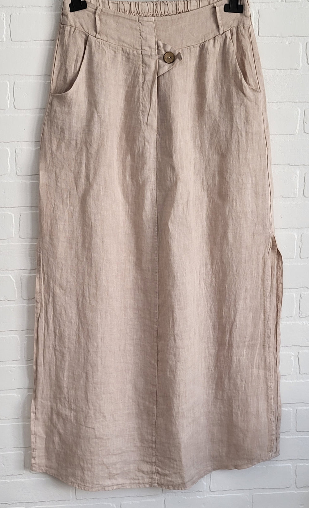 Long Linen Side Slids Skirt