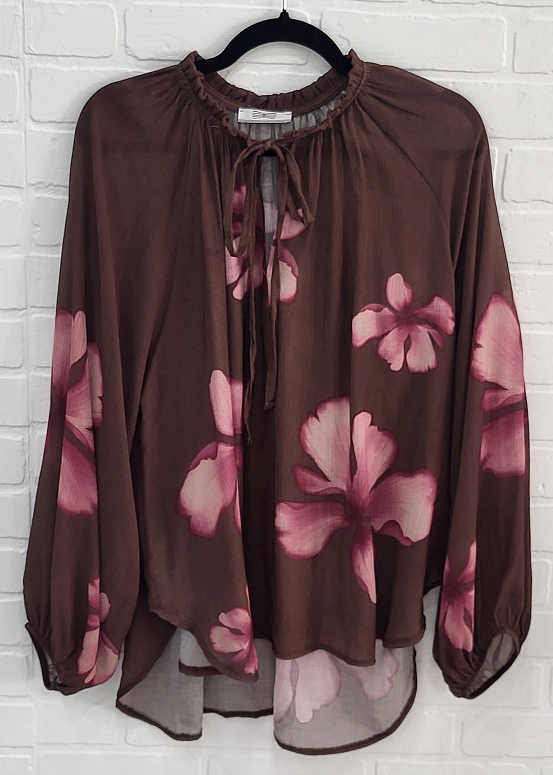 Mocha Blossom Peasant Blouse