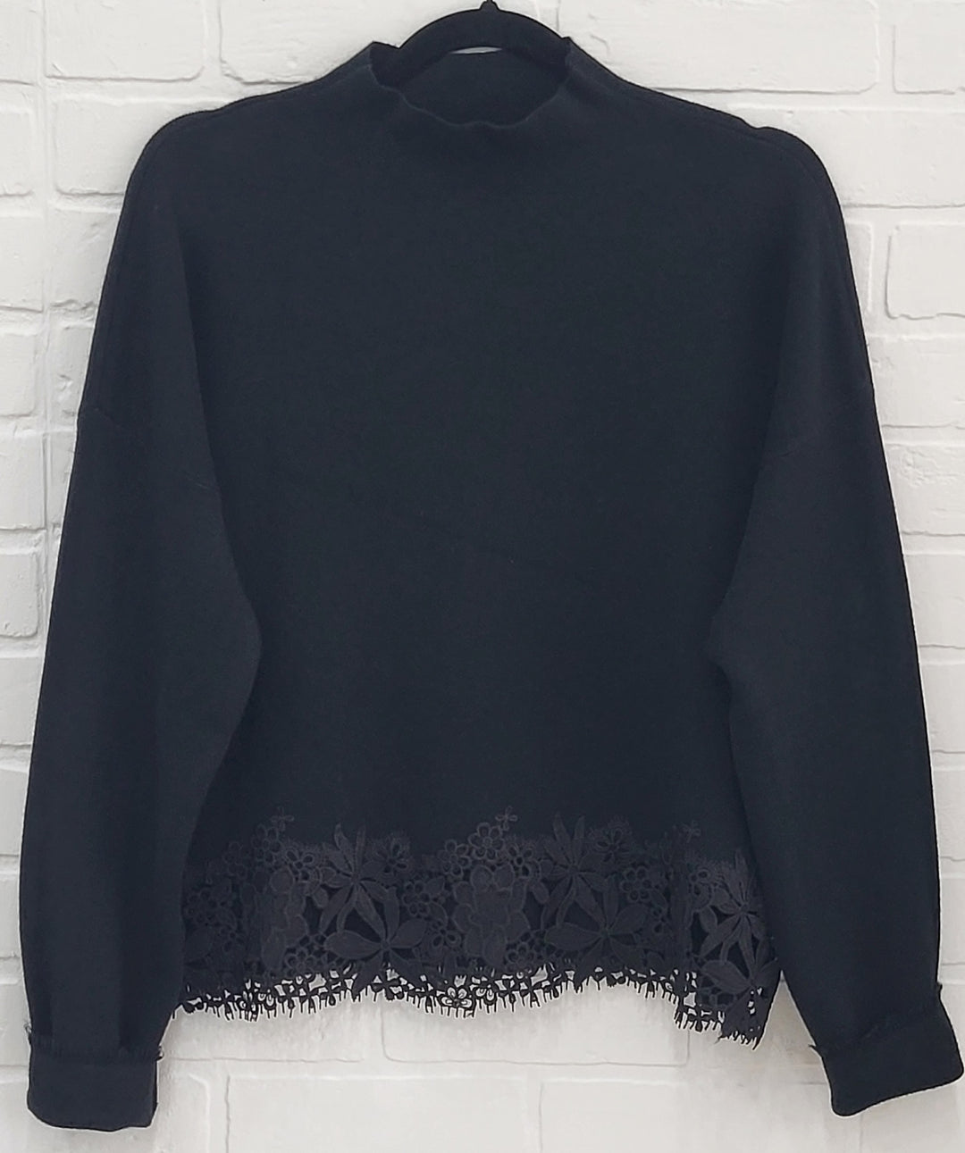 Black Mock Neck /Lace Front