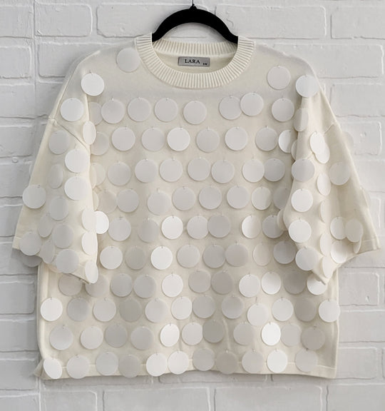 Lara Sequined Discs Short Sleeve Top
